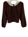 Madewell Size S Red Brown Viscose Blend Long Balloon Sleeve Tie Back Crop Top Red Brown / S