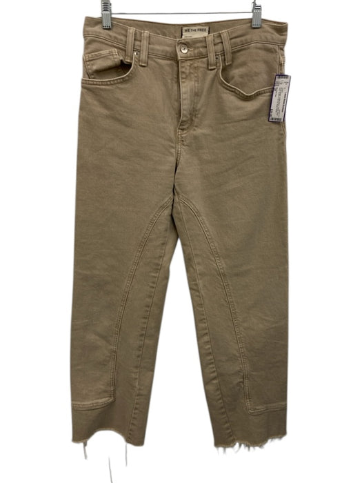 We The Free Size 27 Khaki Beige Cotton Blend Denim Raw Hem Seam Detail Jeans Khaki Beige / 27