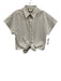 Tuckernuck Size XS Cream White & Navy Blue Linen Striped Short Sleeve Top Cream White & Navy Blue / XS