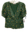 Madewell Size Est S Green & Yellow Silk Floral Short Sleeve V Neck Top Green & Yellow / Est S