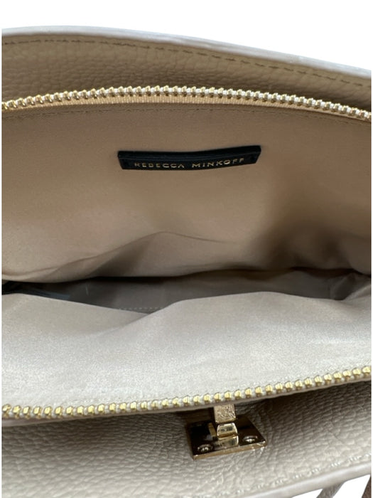 Rebecca Minkoff Beige Leather Zip Pocket Toggle Clasp Adjustable Strap Bag Beige