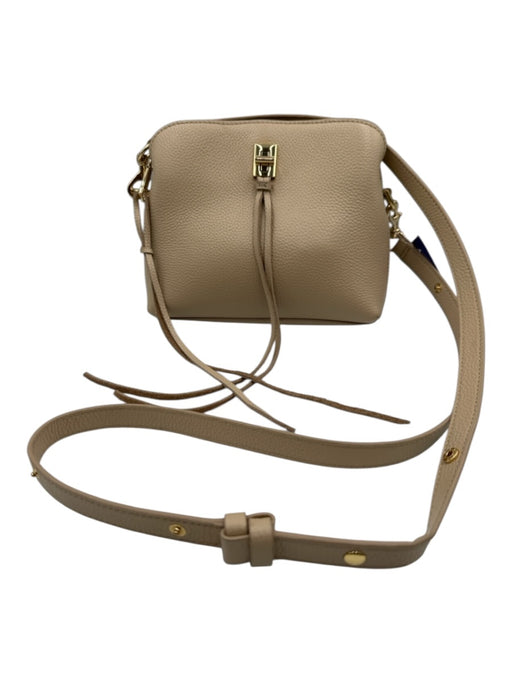 Rebecca Minkoff Beige Leather Zip Pocket Toggle Clasp Adjustable Strap Bag Beige