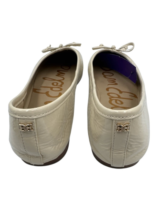 Sam Edelman Shoe Size 8.5 Cream White Leather Upper Patent Crinkle Bow Flats Cream White / 8.5