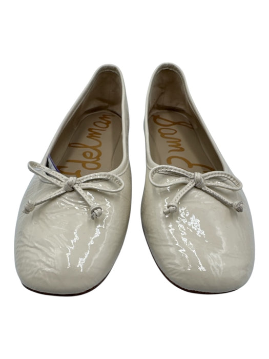 Sam Edelman Shoe Size 8.5 Cream White Leather Upper Patent Crinkle Bow Flats Cream White / 8.5