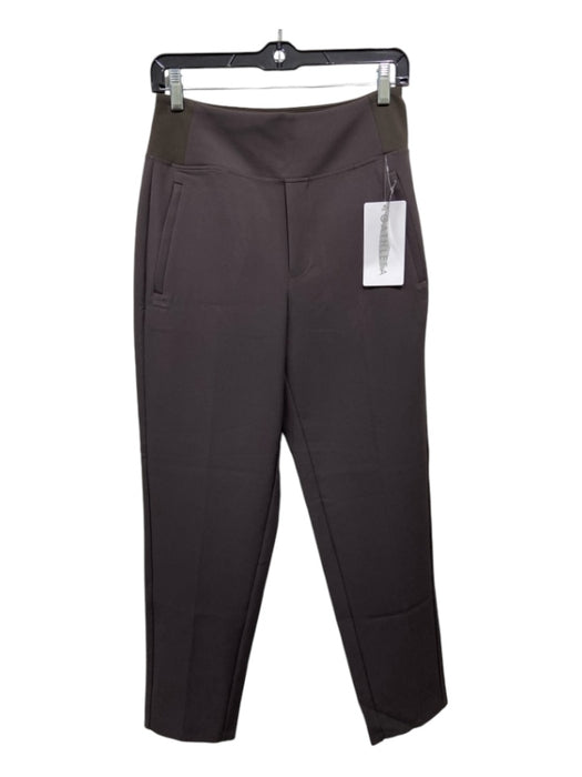 Athleta Size 2 Brown Poly Blend Elastic Waist Straight Pleat Detail Pants Brown / 2