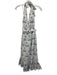 Agua by Agua Bendita Size XS White & Blue Linen Botanical Tie Neck Halter Dress White & Blue / XS