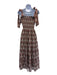 Hill House Size XS Green & Brown Viscose Sleeveless Tie Shoulder Tiered Dress Green & Brown / XS