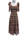 Hill House Size XS Green & Brown Viscose Sleeveless Tie Shoulder Tiered Dress Green & Brown / XS