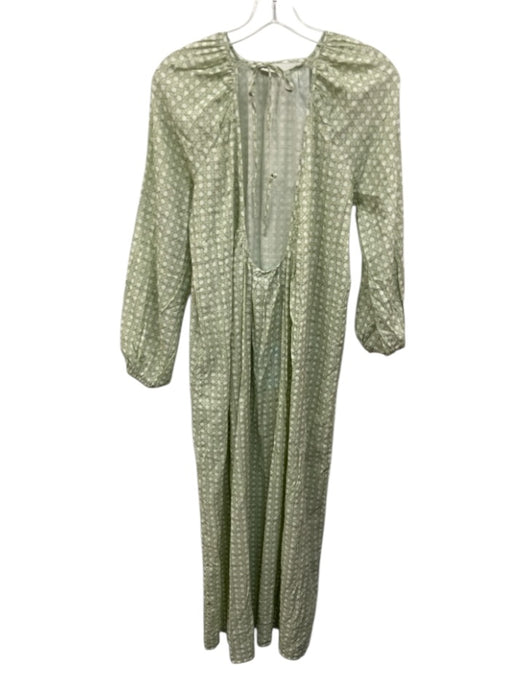 Hill House Size S White & Green Cotton Blend Lattice Print Open Back Dress White & Green / S