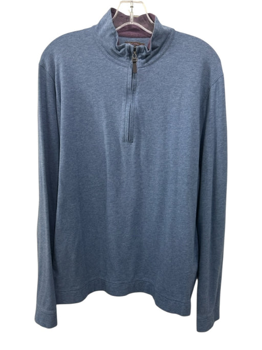 J Mclaughlin Size M Blue Cotton Solid Quarter Zip Sweatshirt Long Sleeve Shirt Blue / M