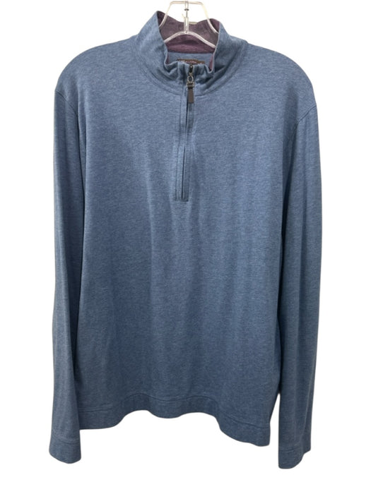 J Mclaughlin Size M Blue Cotton Solid Quarter Zip Sweatshirt Long Sleeve Shirt Blue / M