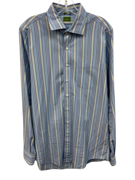 Sid Mashburn Size M Blue & Multi Cotton Striped Button Down Long Sleeve Shirt Blue & Multi / M