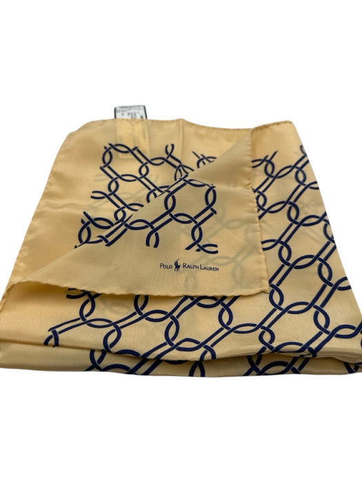 Polo Gold & Blue Silk Interlocking Men's Pocket Square Gold & Blue