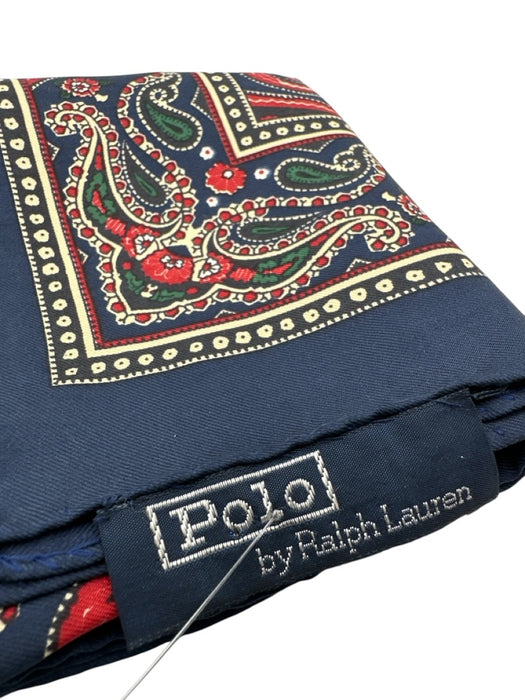 Polo Blue Silk Paisley Men's Pocket Square Blue