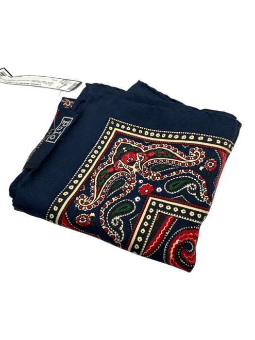 Polo Blue Silk Paisley Men's Pocket Square Blue
