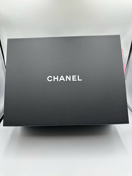 Chanel Black Caviar Leather Chain Strap Quilted Double Flap Silver hardware Bag