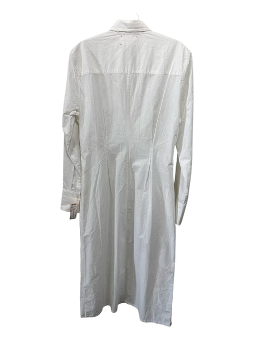 XiRENA Size Large White Cotton Long Sleeve Button Up & Collar Ruched Maxi Dress White / Large