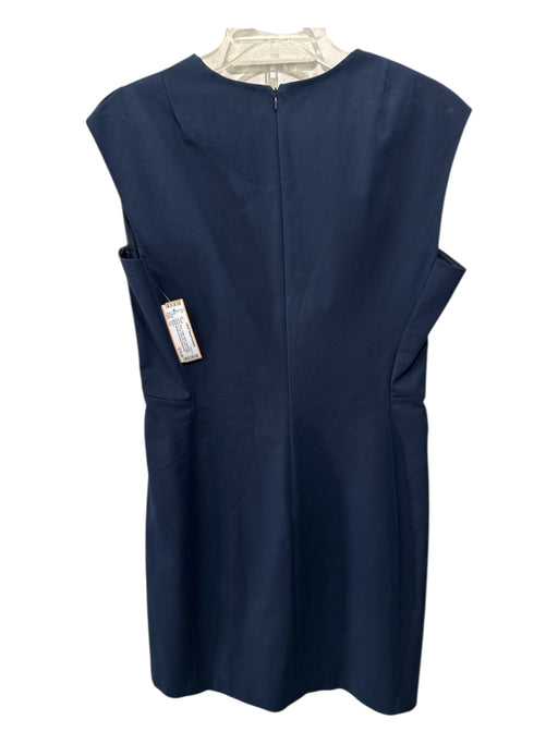 Theory Size 12 Navy Cotton Blend Sleeveless Darted A Line Back Zip Dress Navy / 12