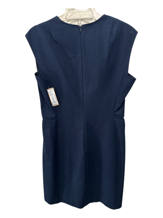 Theory Size 12 Navy Cotton Blend Sleeveless Darted A Line Back Zip Dress Navy / 12