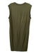Theory Size L Olive Green Cotton Blend Folded Cap Sleeve Crew Neck Maxi Dress Olive Green / L