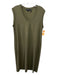 Theory Size L Olive Green Cotton Blend Folded Cap Sleeve Crew Neck Maxi Dress Olive Green / L