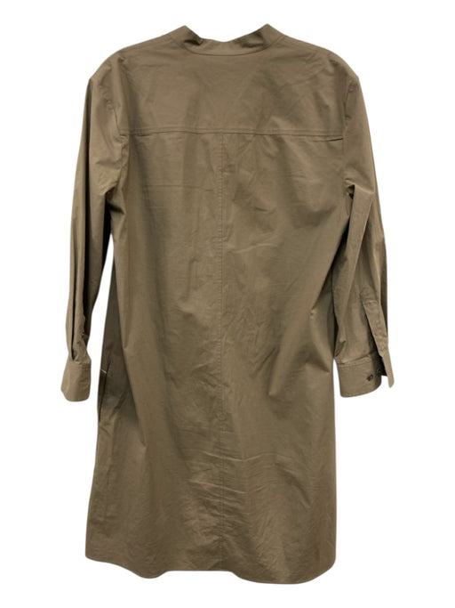 Theory Size 10 Olive Green Cotton Lace Up Long Sleeve Flap Pockets Dress Olive Green / 10