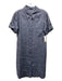 Theory Size 12 Blue Wash Linen & Viscose Short Sleeve Buttons Collar Midi Dress Blue Wash / 12