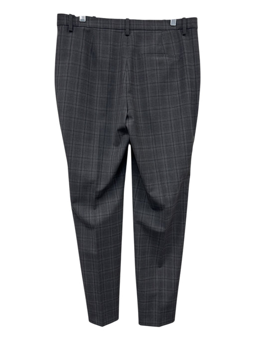 Theory Size 10 Black & Gray Wool & Cupro Zip Fly Plaid Mid Rise Pants Black & Gray / 10