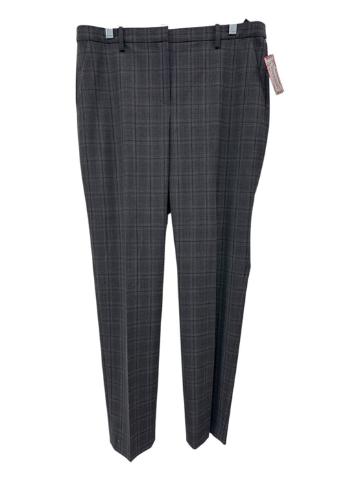 Theory Size 10 Black & Gray Wool & Cupro Zip Fly Plaid Mid Rise Pants Black & Gray / 10