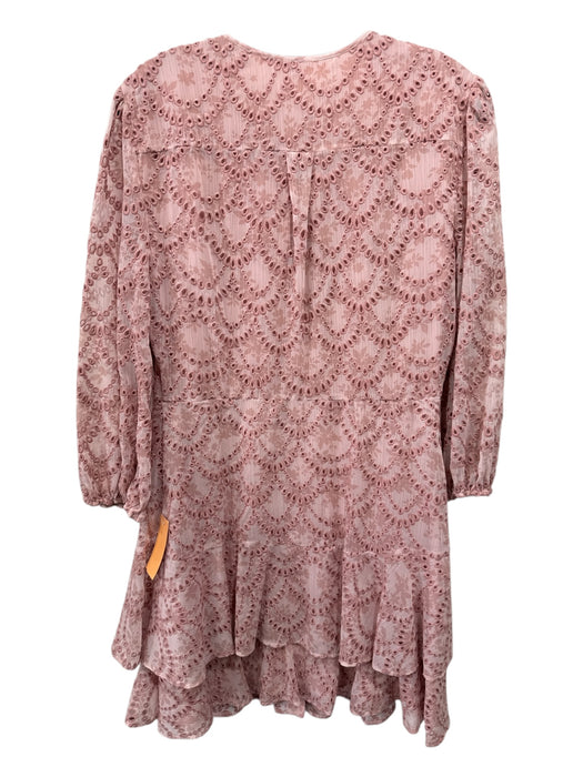 Shoshanna Size 10 Rose Pink Polyester Long Sleeve Eyelet Floral Button up Dress Rose Pink / 10