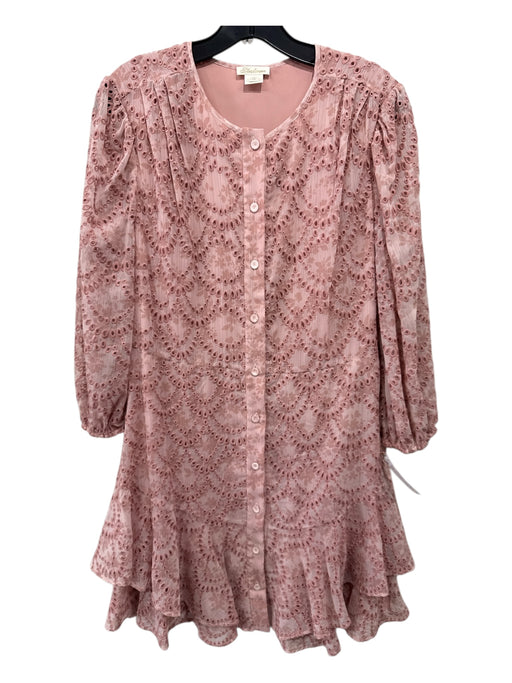 Shoshanna Size 10 Rose Pink Polyester Long Sleeve Eyelet Floral Button up Dress Rose Pink / 10