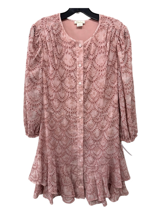 Shoshanna Size 10 Rose Pink Polyester Long Sleeve Eyelet Floral Button up Dress Rose Pink / 10