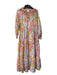 J. Marie Size XS Pink, Green, Orange Floral Slip Inc Long Sleeve Tiered Dress Pink, Green, Orange / XS