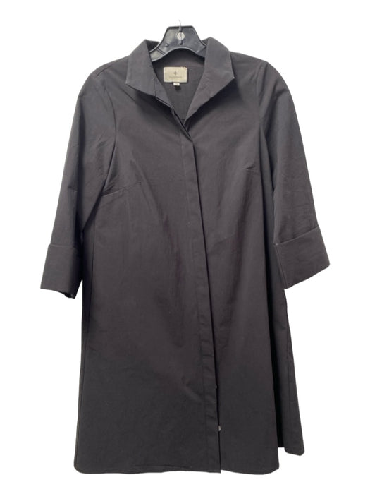 Tuckernuck Size XS Black Cotton Blend Button Up Collared 3/4 Sleeve Dress Black / XS