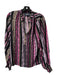 Maeve Size Medium Black & Multi Viscose Half Button Standing Collar Top Black & Multi / Medium