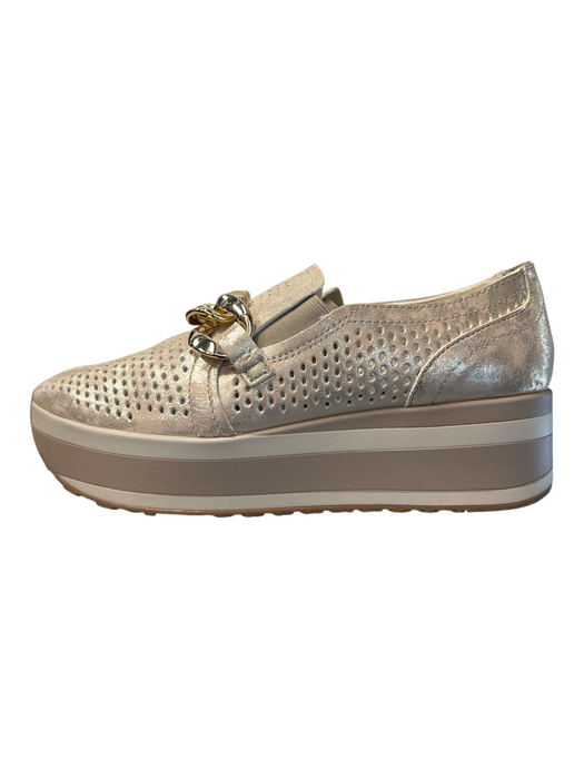 Dolce Vita Shoe Size 8.5 Beige Manmade Material Platform Gold Chain Shoes Beige / 8.5