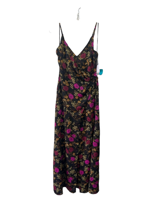 ASTR The Label Size S Black & Multi Polyester Floral Surplice Tulip Front Dress Black & Multi / S