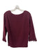 J Crew Size XS Burgundy Red Cotton Rib Knit Boat Neck 3/4 Sleeve Frayed Sweater Burgundy Red / XS