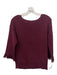 J Crew Size XS Burgundy Red Cotton Rib Knit Boat Neck 3/4 Sleeve Frayed Sweater Burgundy Red / XS