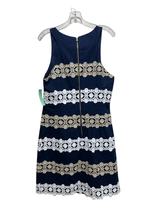 Lilly Pulitzer Size 6 Navy & white Cotton Split V Neck Sleeveless Shift Dress Navy & white / 6