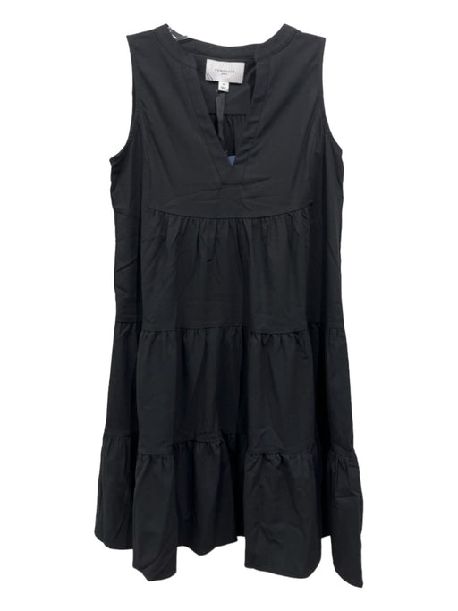 Pomander Place Size M Black Polyester Blend Sleeveless Tiered V Neck Dress Black / M