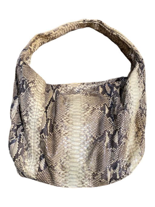 No Brand Tan & brown Python Snake Skin Shoulder Strap Top Zip Inside Pockets Bag Tan & brown / L