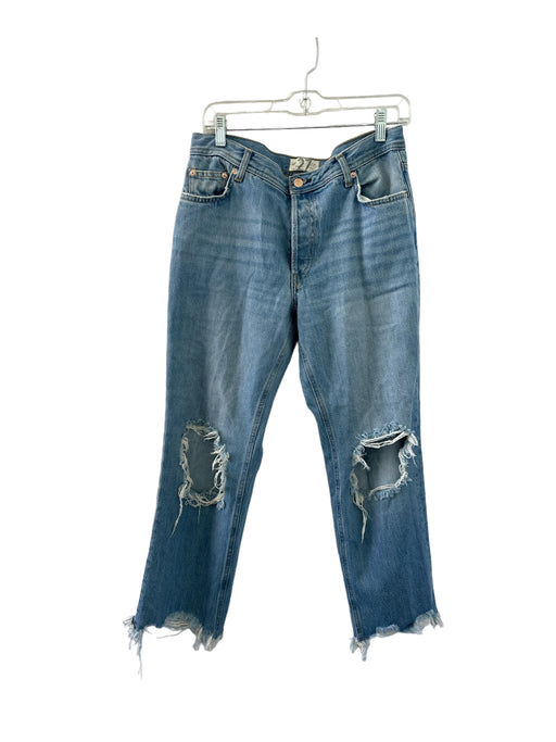 We The Free Size 27 Light Wash Cotton Blend Button Fly Wide Leg distressed Jeans Light Wash / 27