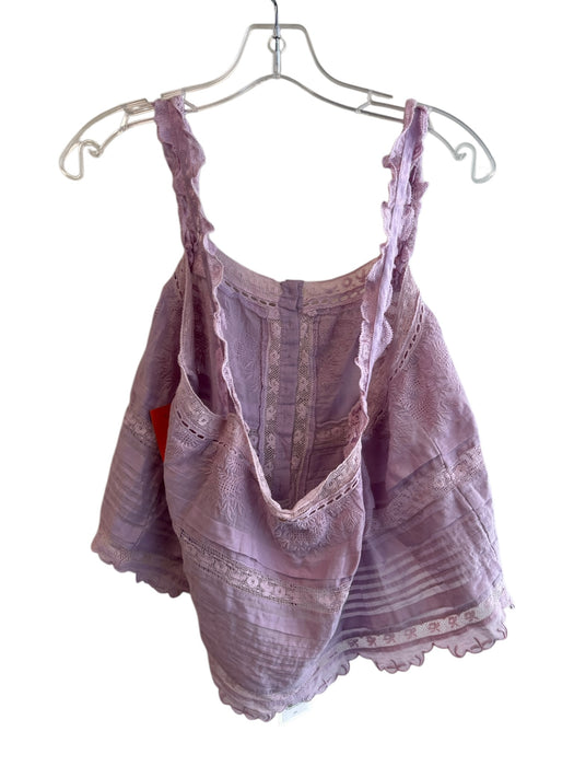 Loveshackfancy Size XL Lavender Cotton Square Neck Sleeveless Cropped Lace Top Lavender / XL