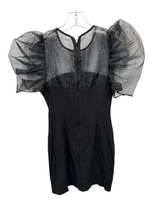 endless rose Size XS Black Rayon Blend Short Balloon Sleeve Sheer Sleeve Dress Black / XS