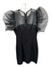 endless rose Size XS Black Rayon Blend Short Balloon Sleeve Sheer Sleeve Dress Black / XS