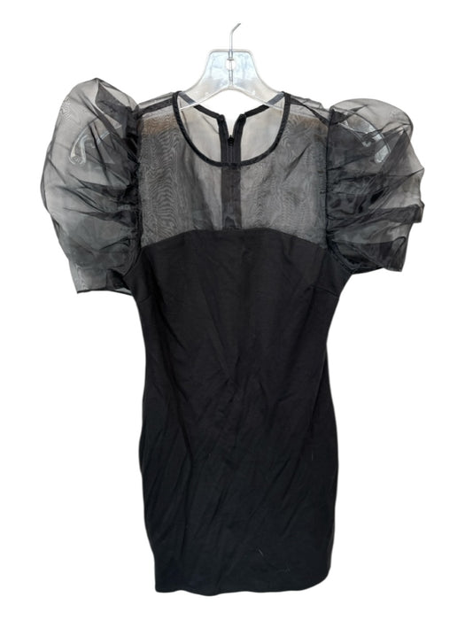 endless rose Size XS Black Rayon Blend Short Balloon Sleeve Sheer Sleeve Dress Black / XS