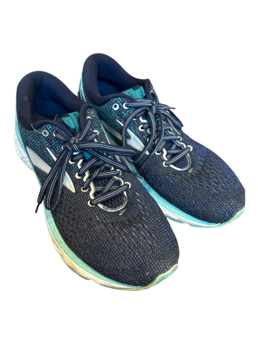 Brooks Shoe Size 8.5 Navy & Aqua Canvas Perforated Athletic Sneakers Navy & Aqua / 8.5