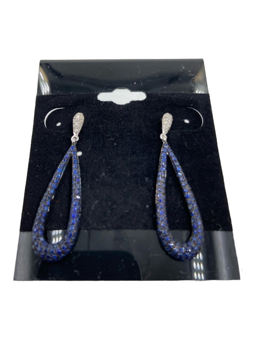 Effy Silver & Blue 14k White Gold Open Teardrop Post Back Earrings Silver & Blue