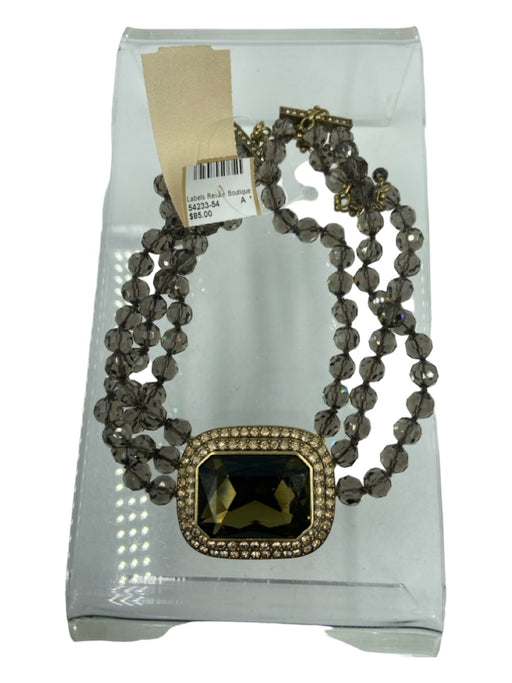 Heidi Daus Gold & Green Metal Crystal Beaded Hook Necklace Gold & Green